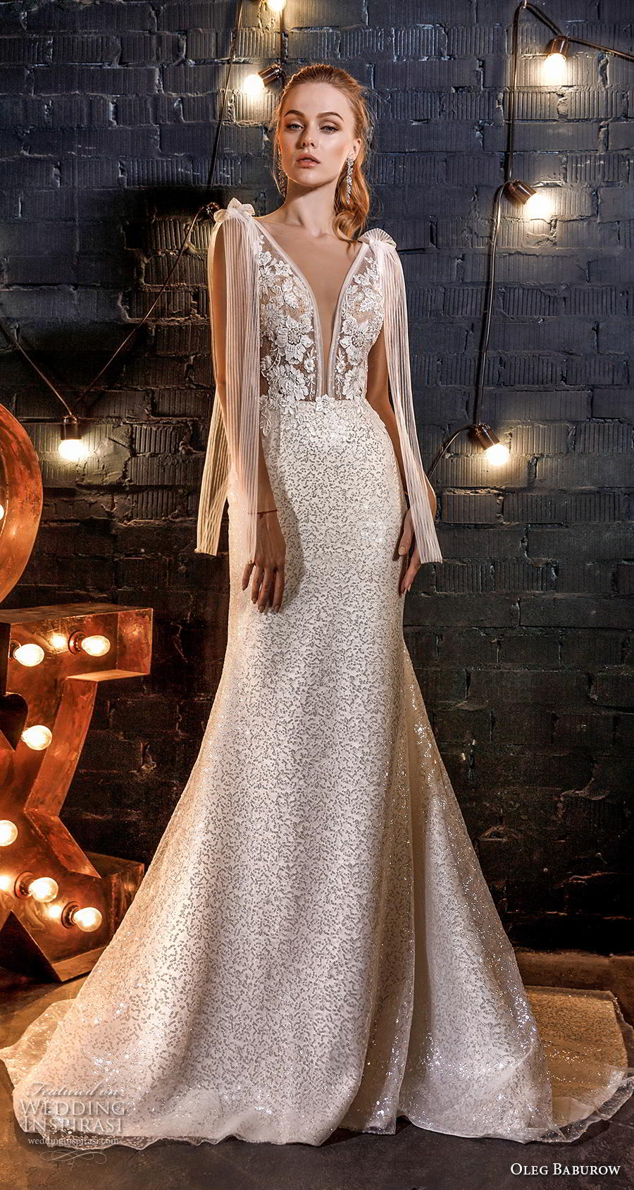 oleg baburow 2020 star girl bridal sleeveless ribbon strap deep plunging v neck full embellishment sexy elegant trumpet wedding dress backless v back chapel train (8) mv