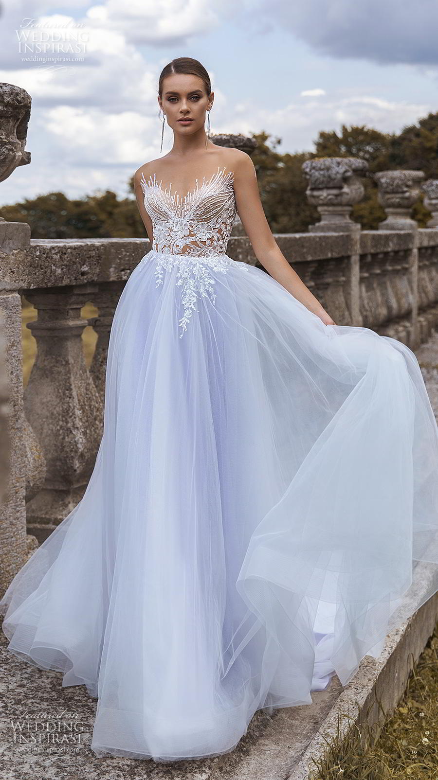 ari villoso tones 2020 bridal strapless sweetheart neckline heavily embellished bodice glamorous romantic blue soft a  line wedding dress sheer button back chapel train (16) mv