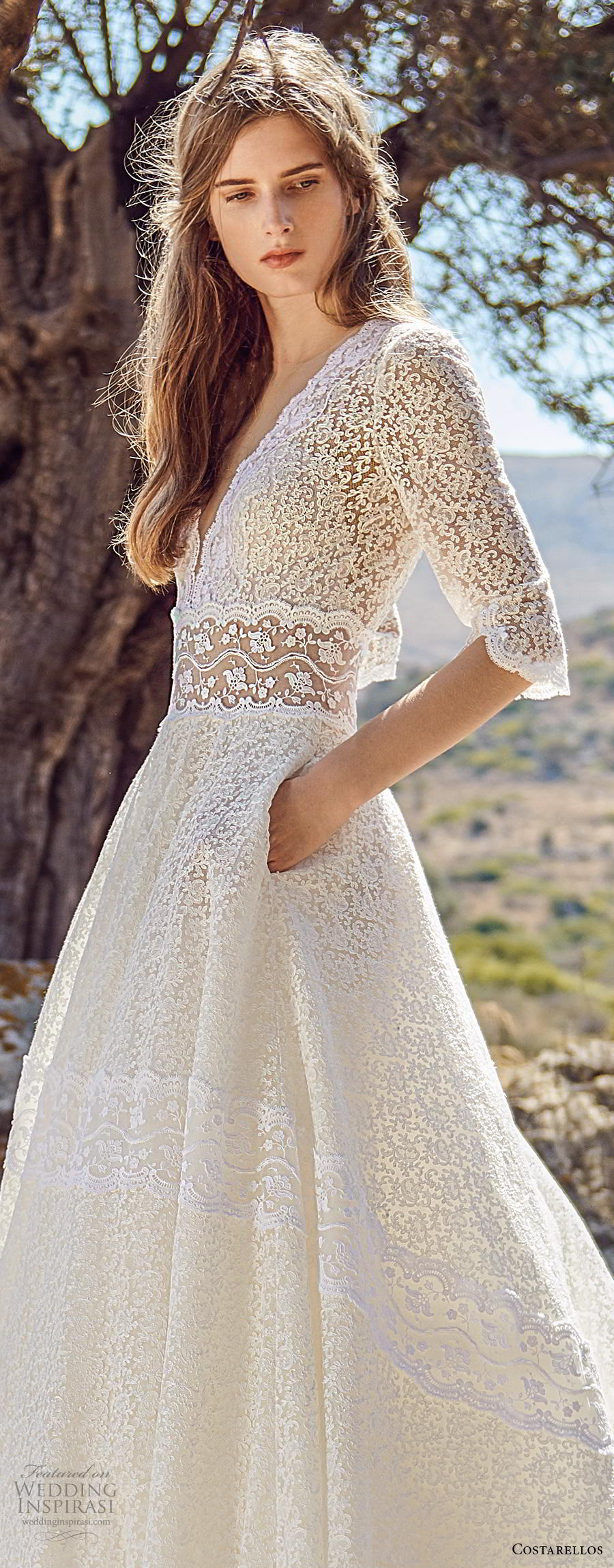 costarellos fall 2020 bridal half sleeves deep v neck full embellishment romantic a line wedding dress with pockets chapel train (17) lv costarellos fall 2020 bridal half sleeves deep v neck full embellishment romantic a line wedding dress with pockets chapel train (17) lv