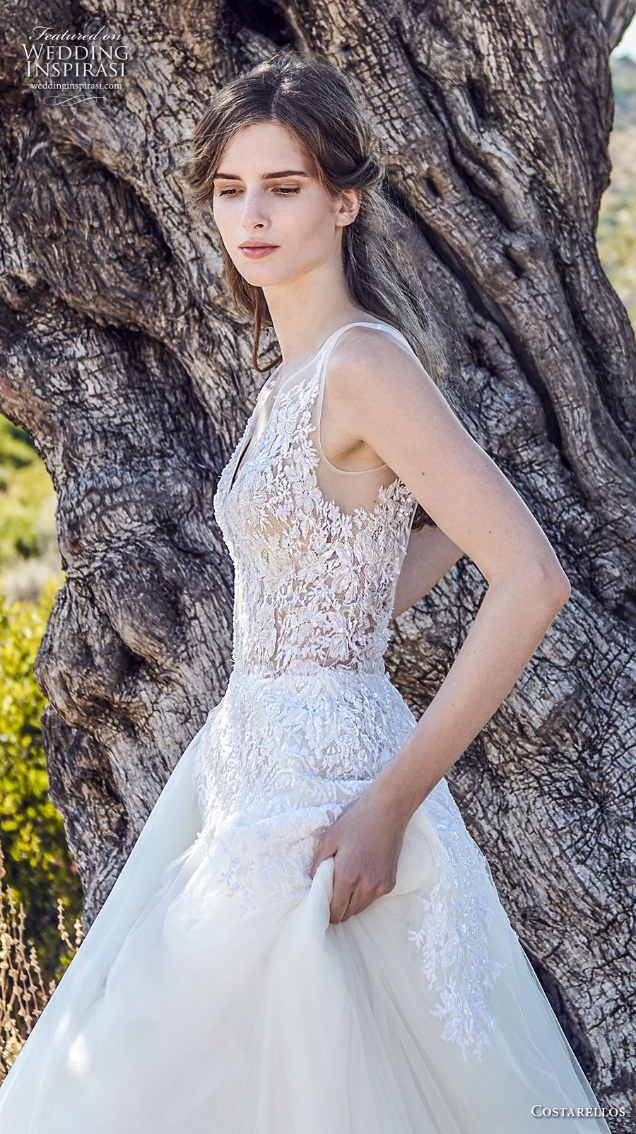 costarellos fall 2020 bridal sleeveless with strap v neck heavily embellished bodice romantic a line wedding dress backless scoop back chapel train (15) zv costarellos fall 2020 bridal sleeveless with strap v neck heavily embellished bodice romantic a line wedding dress backless scoop back chapel train (15) zv