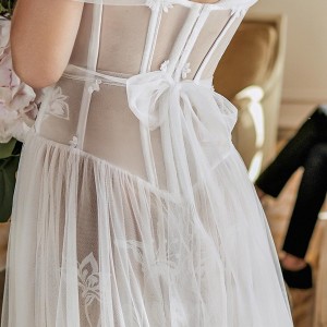 eisen stein fall 2020 bridal off the shoulder sweetheart neckline heavily embellished bodice bustier romantic soft a  line wedding dress mid back medium train (1) bv