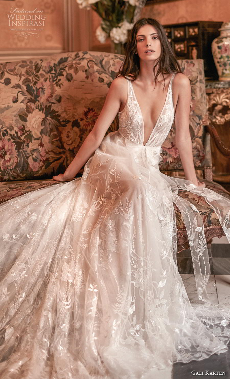 gali karten 2020 bridal sleeveless deep plunging v neck full embellishment sexy romantic a line wedding dress chapel train (3) mv gali karten 2020 bridal sleeveless deep plunging v neck full embellishment sexy romantic a line wedding dress chapel train (3) mv