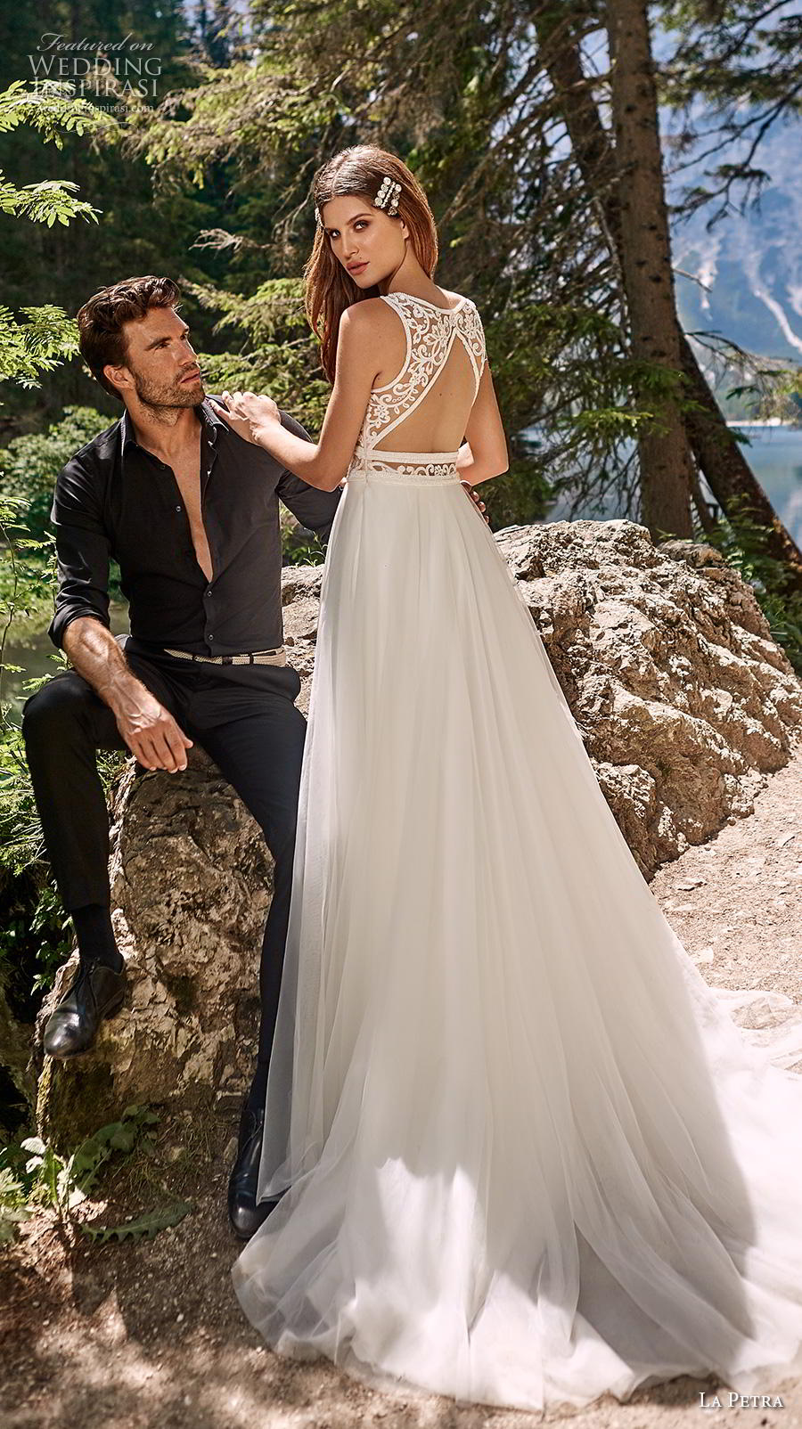 la petra 2020 bridal sleeveless with strap v neck heavily embellished bodice glamorous elegant soft a  line wedding dress keyhole back medium train (6) bv