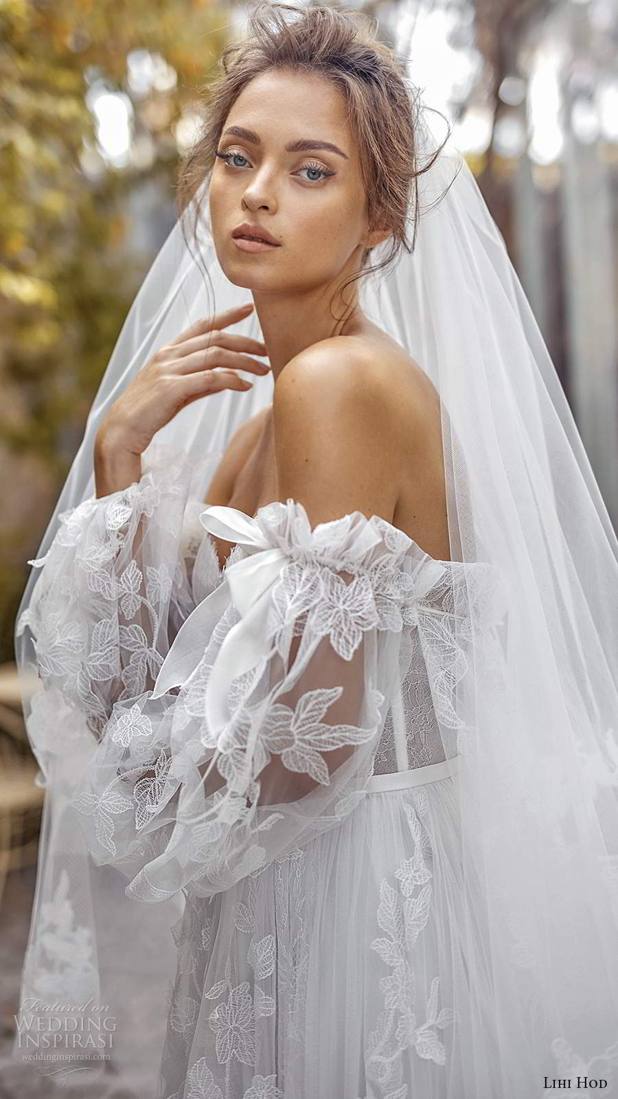 lihi hod fall 2020 bridal detached sheer long balloon sleeves sweetheart neckline fully embellishe lace ball gown a line wedding dress chapel train veil (6) zsv