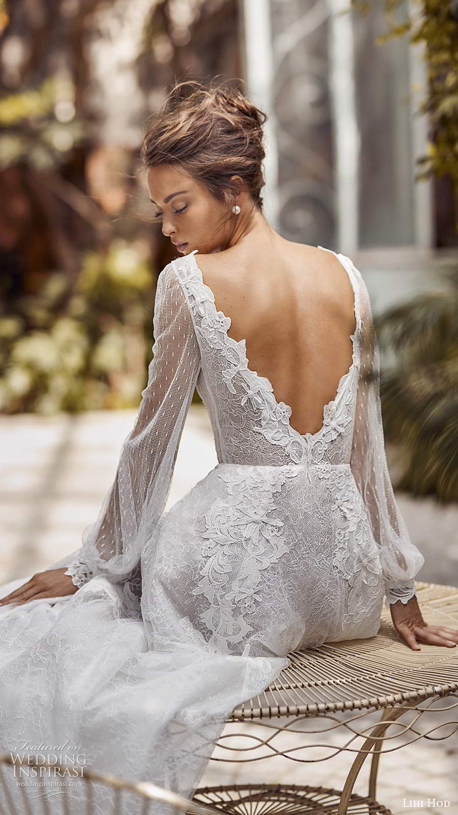lihi hod fall 2020 bridal illusion long bishop sleeves bateau neckline sheer bodice a line boho wedding dress (10) bv
