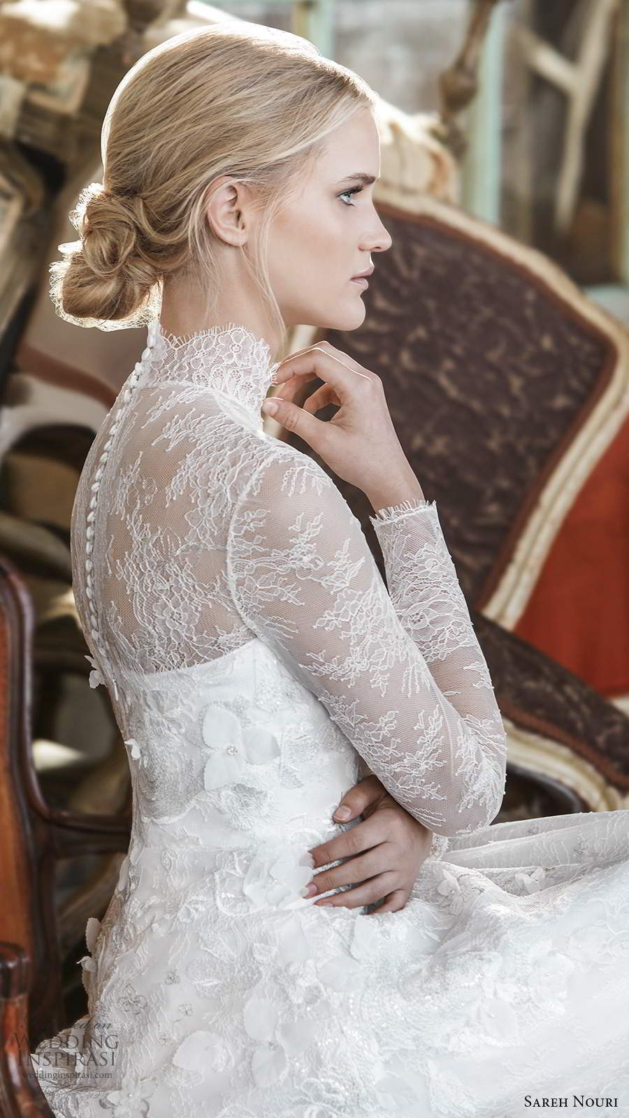 sareh nouri fall 2020 bridal illusion long sleeves sheer high neckline fully embellished lace ball gown wedding dress chapel train (5) zsv sareh nouri fall 2020 bridal illusion long sleeves sheer high neckline fully embellished lace ball gown wedding dress chapel train (5) zsv