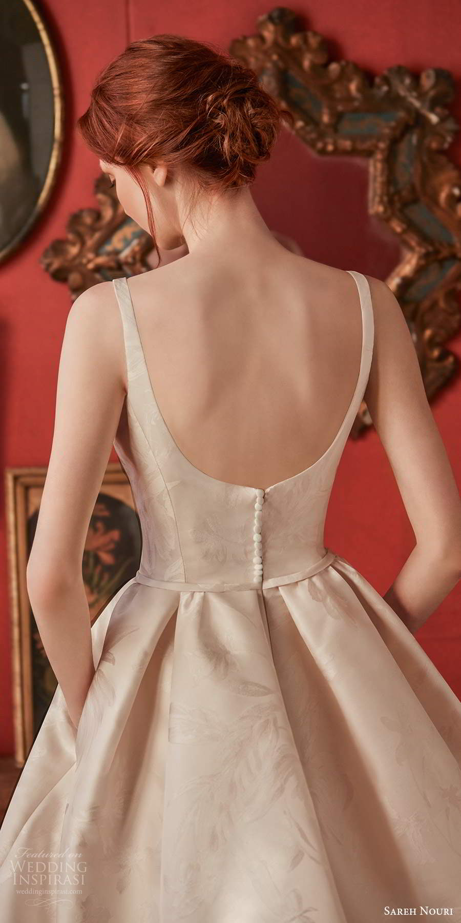 sareh nouri fall 2020 bridal sleeveless straps scoop neckline minimally embellished print a line ball gown wedding dress cathedral train (11) zbv sareh nouri fall 2020 bridal sleeveless straps scoop neckline minimally embellished print a line ball gown wedding dress cathedral train (11) zbv