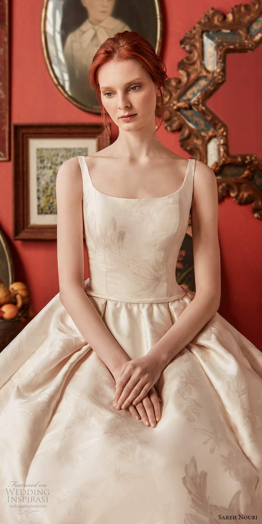 sareh nouri fall 2020 bridal sleeveless straps scoop neckline minimally embellished print a line ball gown wedding dress cathedral train (11) zv sareh nouri fall 2020 bridal sleeveless straps scoop neckline minimally embellished print a line ball gown wedding dress cathedral train (11) zv