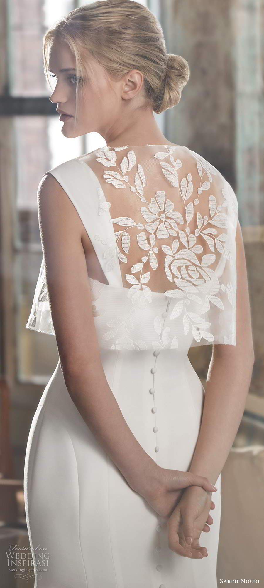 sareh nouri fall 2020 bridal sleeveless thick straps semi sweetheart neckline minimally embellished clean fit flare mermaid wedding dress capelet chapel train(2) zbv sareh nouri fall 2020 bridal sleeveless thick straps semi sweetheart neckline minimally embellished clean fit flare mermaid wedding dress capelet chapel train(2) zbv