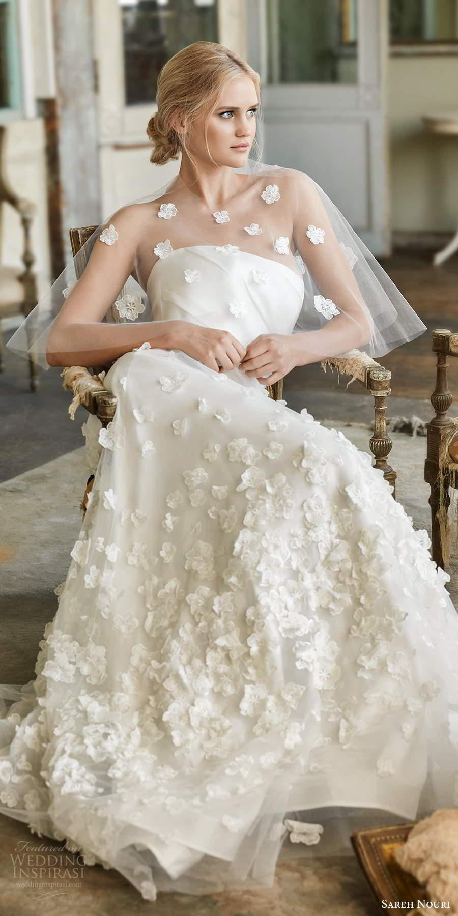 sareh nouri fall 2020 bridal strapless straight across neckline clean bodice embellished skirt a line wedding dress chapel train (9) mv sareh nouri fall 2020 bridal strapless straight across neckline clean bodice embellished skirt a line wedding dress chapel train (9) mv