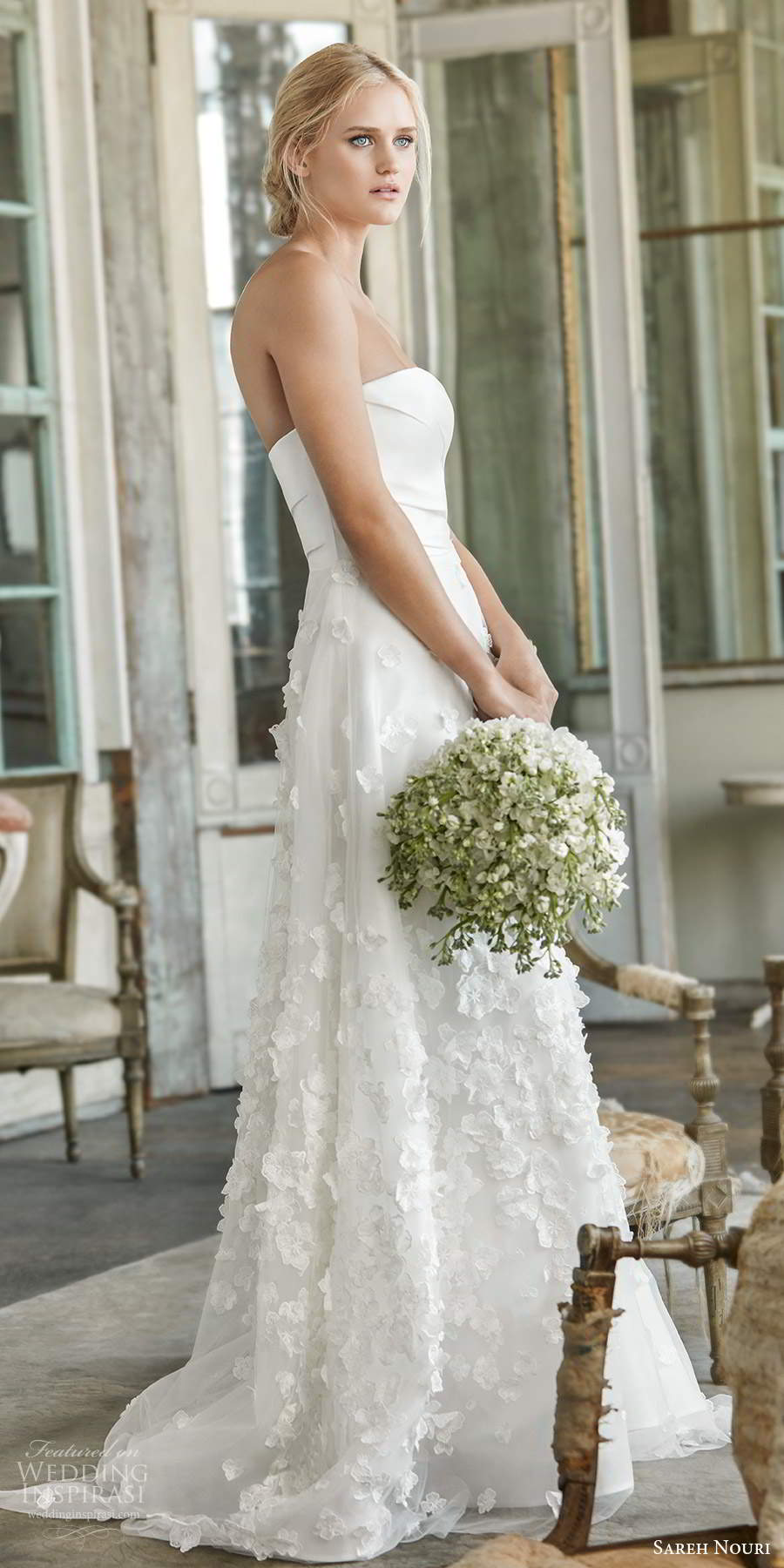 sareh nouri fall 2020 bridal strapless straight across neckline clean bodice embellished skirt a line wedding dress chapel train (9) sv sareh nouri fall 2020 bridal strapless straight across neckline clean bodice embellished skirt a line wedding dress chapel train (9) sv