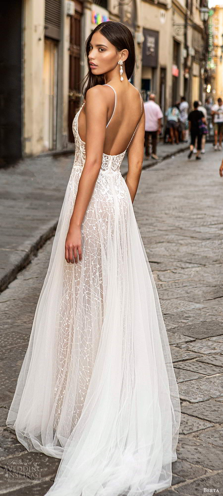 berta fall 2020 muse bridal sleeveless thin straps v neckline fully embellished lace a line ball gown wedding dress chapel train (13) bv