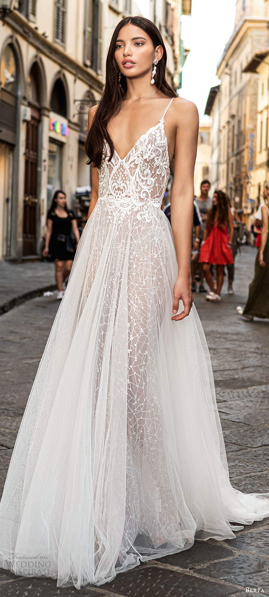 berta fall 2020 muse bridal sleeveless thin straps v neckline fully embellished lace a line ball gown wedding dress chapel train (13) mv