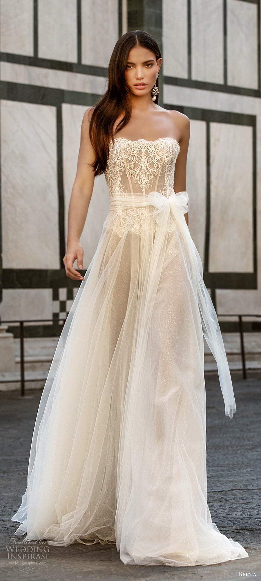 berta fall 2020 muse bridal strapless semi sweetheart embellished bodice a line ball gown wedding dress chapel train (14) mv