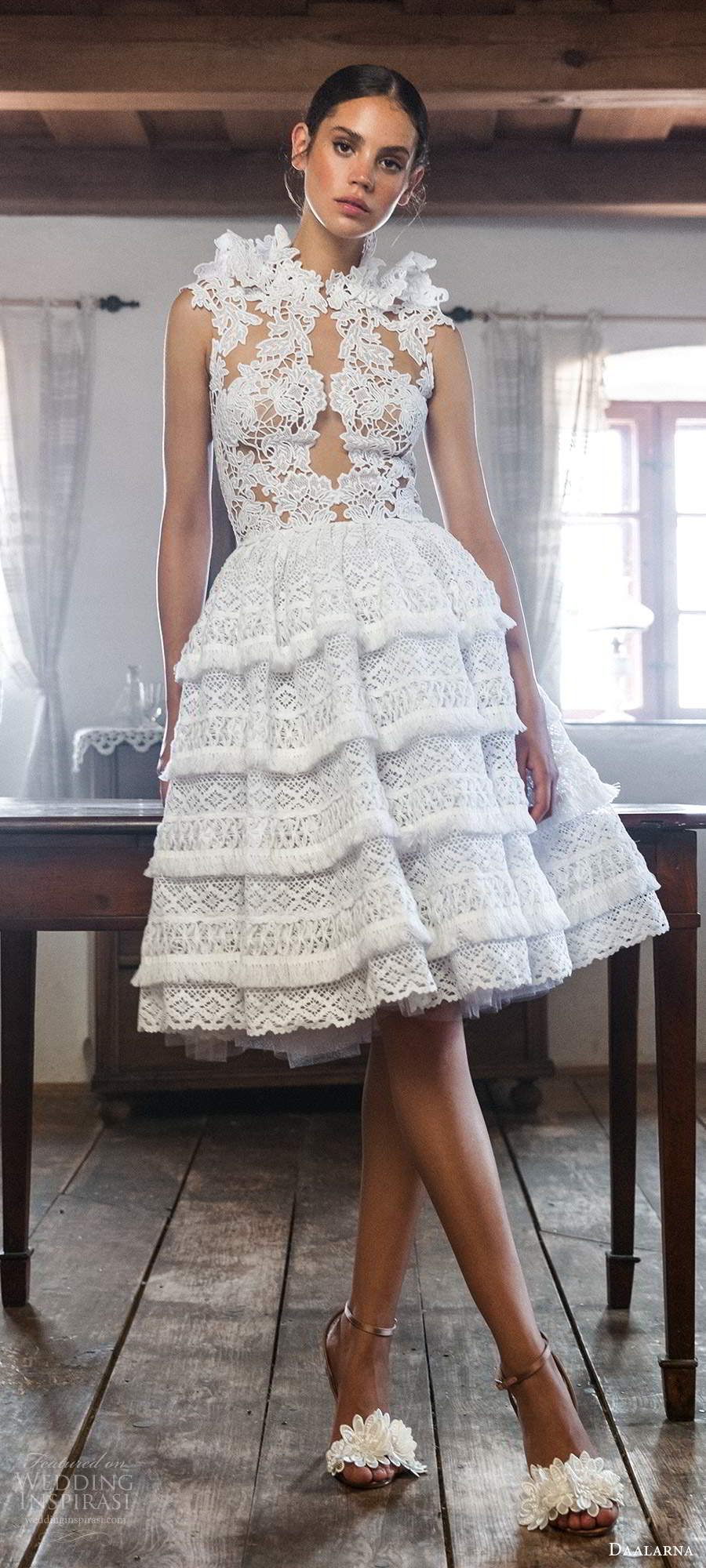 daalarna fall 2020 bridal sleeveless high neck sheer bodice fully embellished lace short a line wedding dress tiered skirt (1) mv daalarna fall 2020 bridal sleeveless high neck sheer bodice fully embellished lace short a line wedding dress tiered skirt (1) mv
