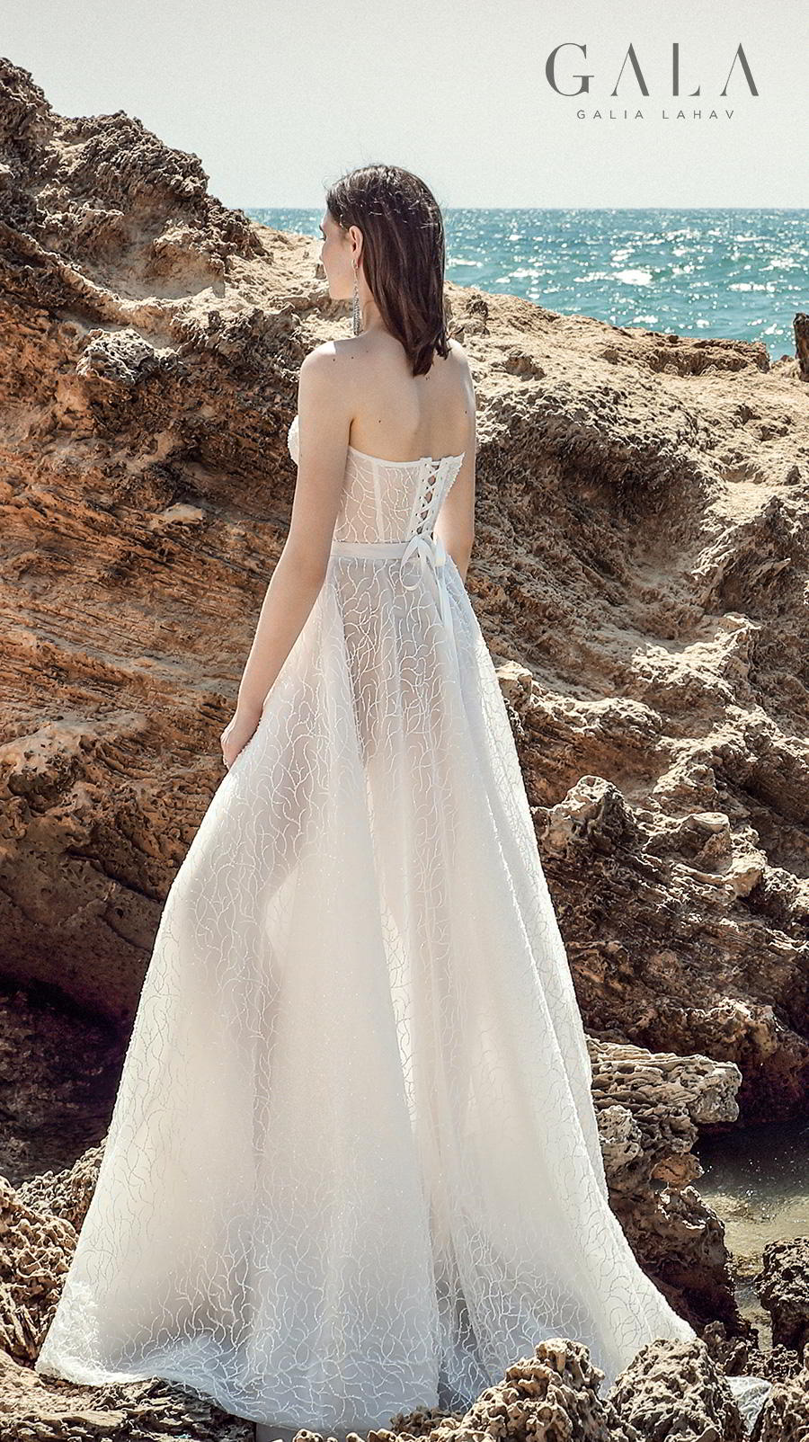 galia lahav fall 2020 gala no 9 bridal strapless deep sweetheart neckline full embellishment romantic a  line wedding dress mid back sweep train (412) bv