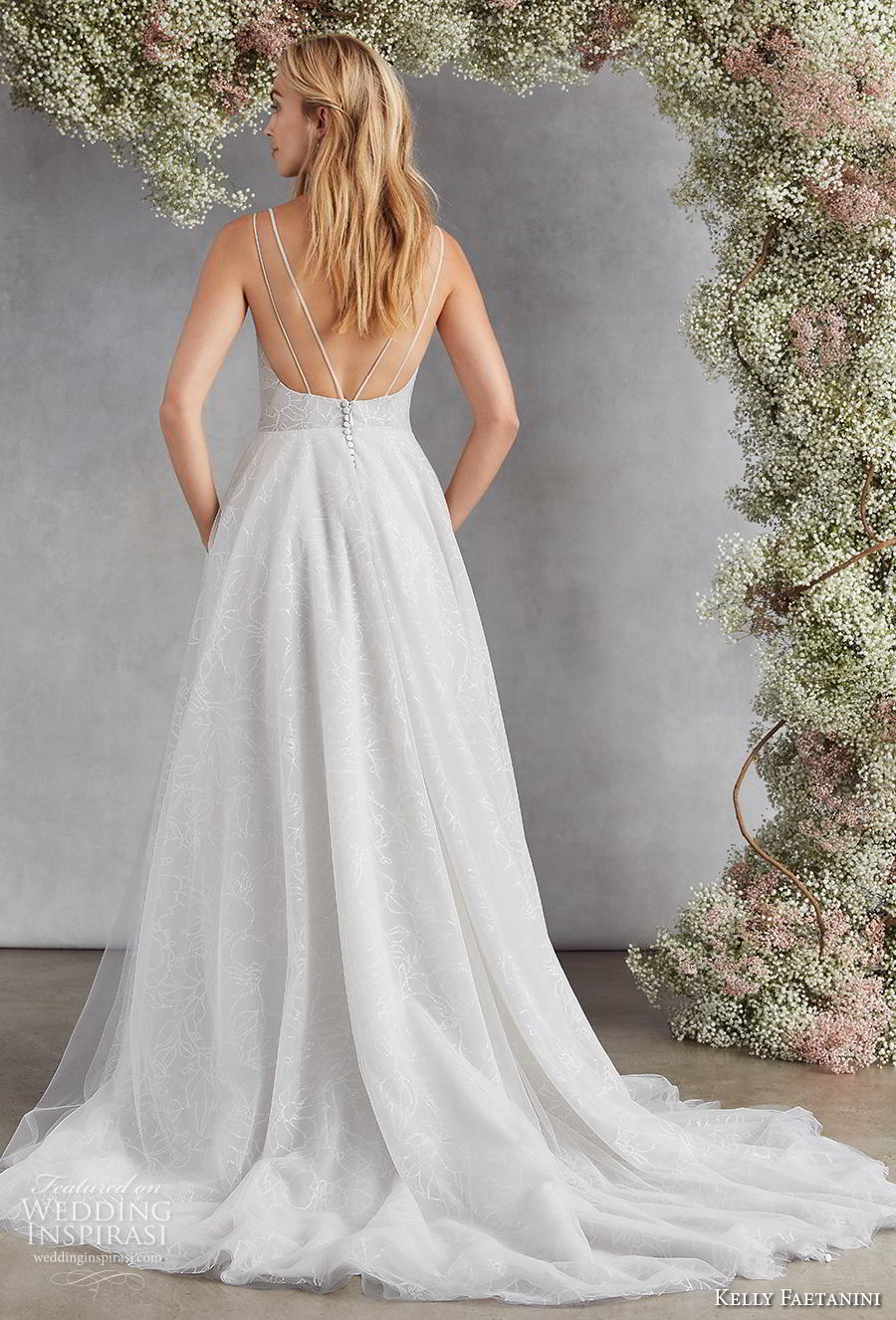 kelly faetanini fall 2020 bridal double strap v neck light embellishment romantic pale blue a  line wedding dress with pockets v back chapel train (12) bv