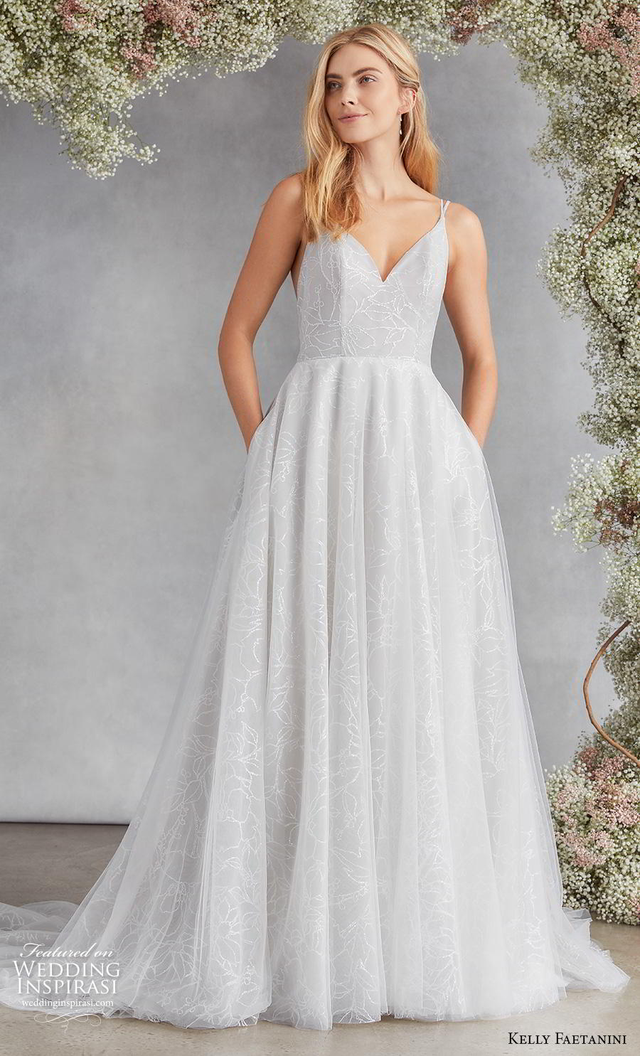 kelly faetanini fall 2020 bridal double strap v neck light embellishment romantic pale blue a  line wedding dress with pockets v back chapel train (12) mv