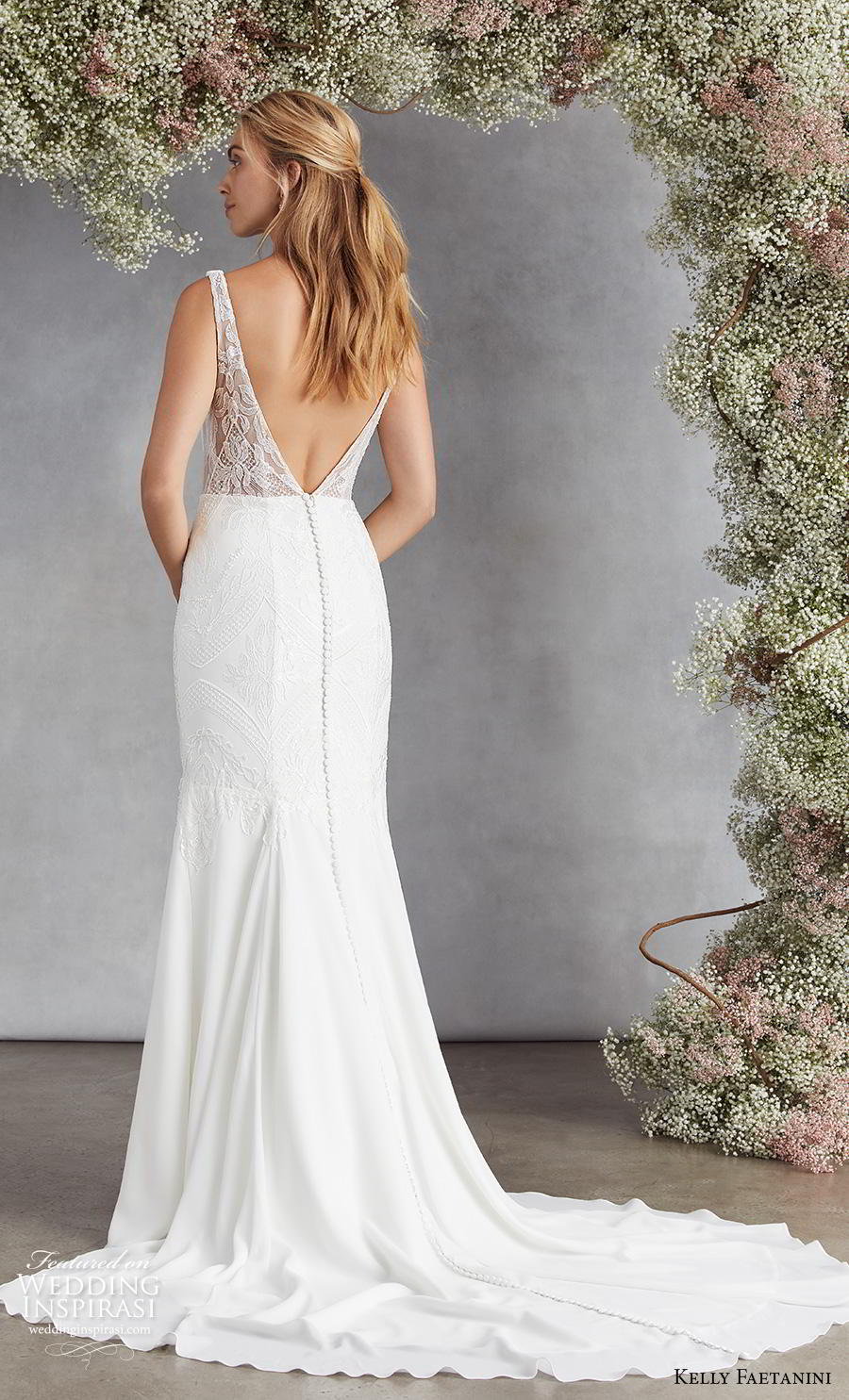 kelly faetanini fall 2020 bridal sleeveless deep plunging v neck heavily embellished bodice elegant classic mermaid wedding dress backless v back chapel train (17) bv