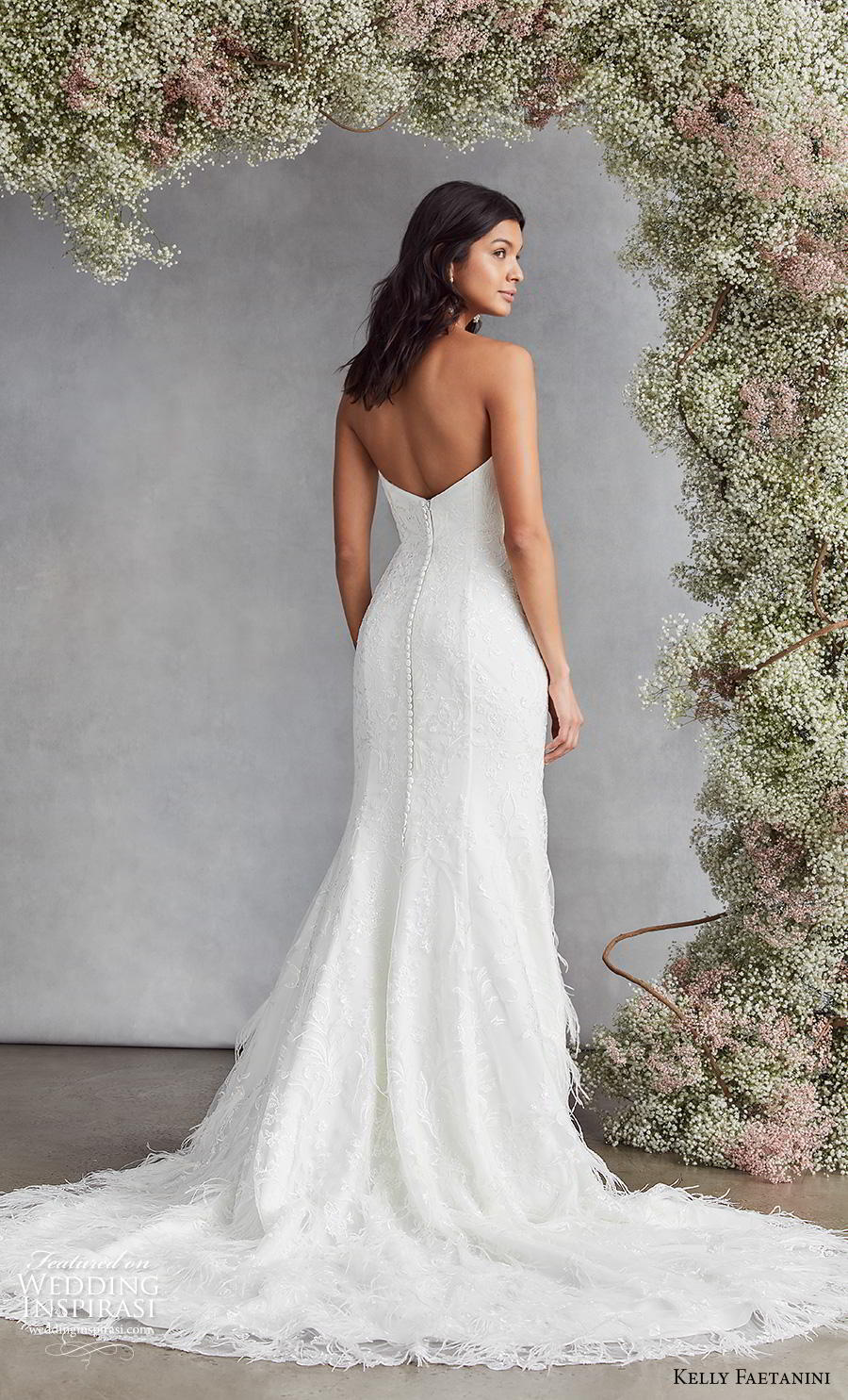 kelly faetanini fall 2020 bridal strapless deep plunging sweetheart neckline full embellishment elegant romantic fit and flare wedding dress mid back chapel train (8) bv