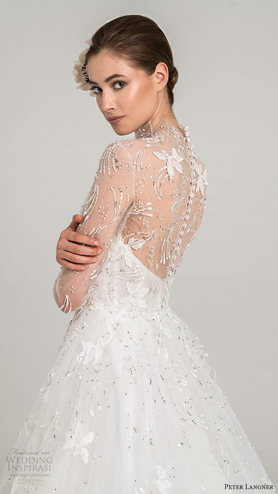 peter langner fall 2020 bridal illusion long sleeves sheer high neckline fully embellished a line ball gown wedding dress sheer back chapel train (3) zbv peter langner fall 2020 bridal illusion long sleeves sheer high neckline fully embellished a line ball gown wedding dress sheer back chapel train (3) zbv