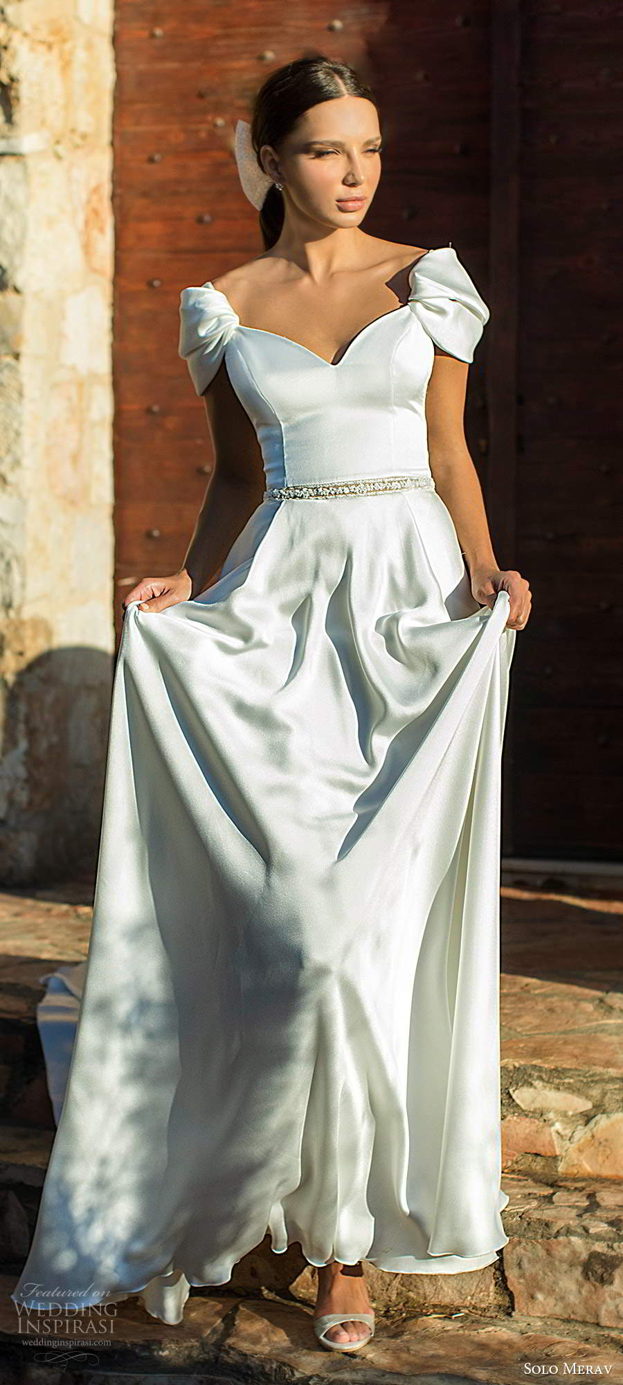 solo merav fall 2020 bridal short puff sleeves sweetheart neckline clean minimally embellished a line ball gown wedding dress chapel train (7) mv solo merav fall 2020 bridal short puff sleeves sweetheart neckline clean minimally embellished a line ball gown wedding dress chapel train (7) mv