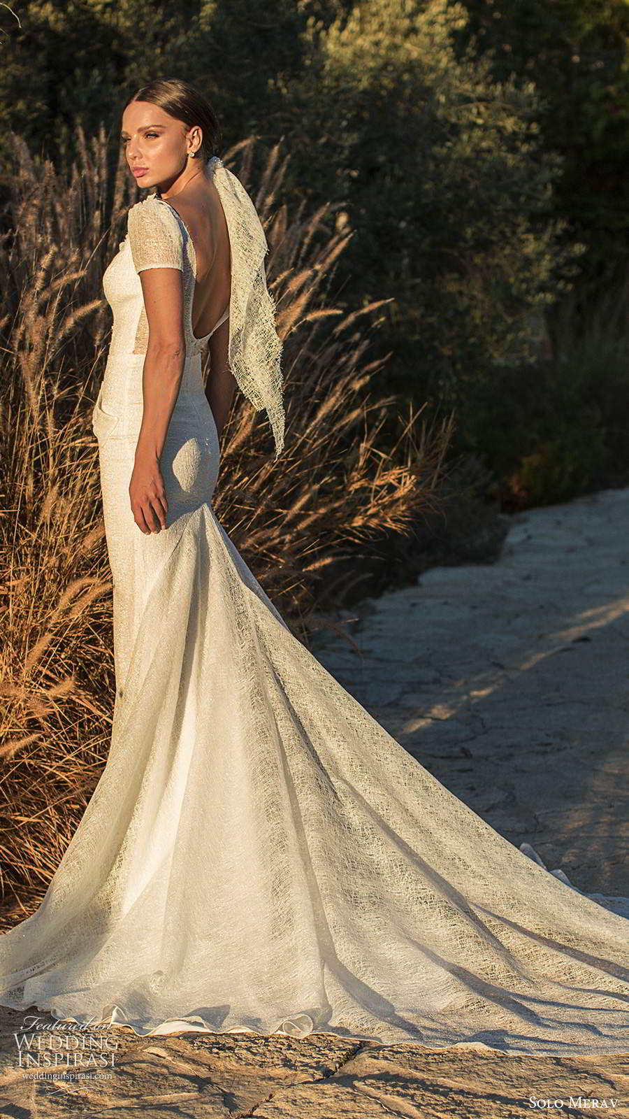solo merav fall 2020 bridal short sleeves v neckline fully embellished glitzy sheath trumpet mermaid wedding dress v back chapel train (10) bv solo merav fall 2020 bridal short sleeves v neckline fully embellished glitzy sheath trumpet mermaid wedding dress v back chapel train (10) bv