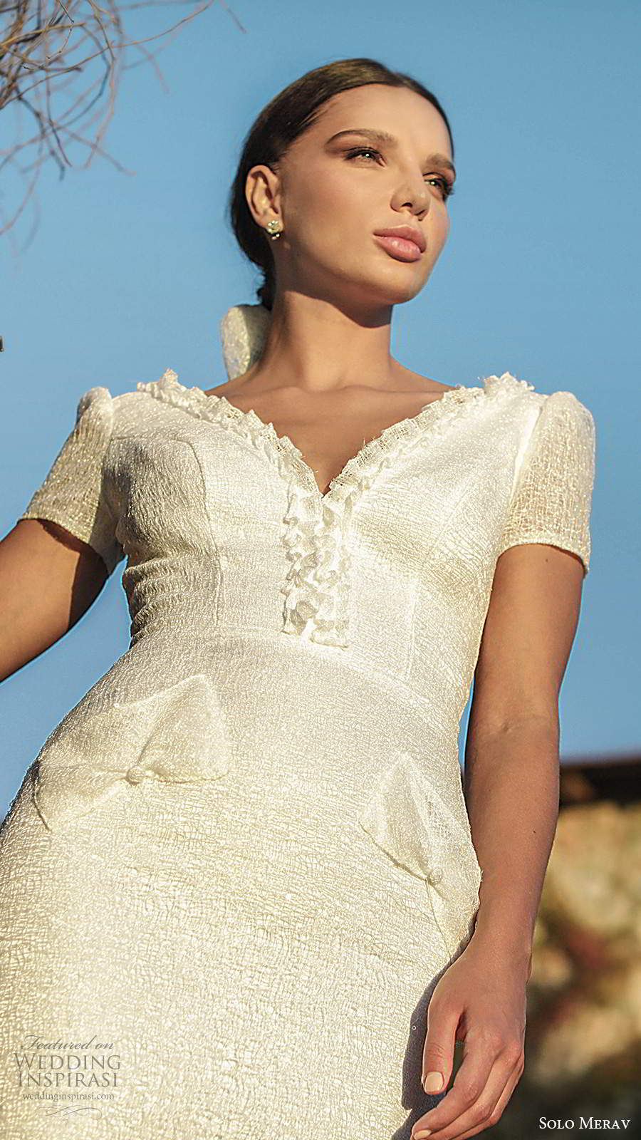 solo merav fall 2020 bridal short sleeves v neckline fully embellished glitzy sheath trumpet mermaid wedding dress v back chapel train (10) zv solo merav fall 2020 bridal short sleeves v neckline fully embellished glitzy sheath trumpet mermaid wedding dress v back chapel train (10) zv