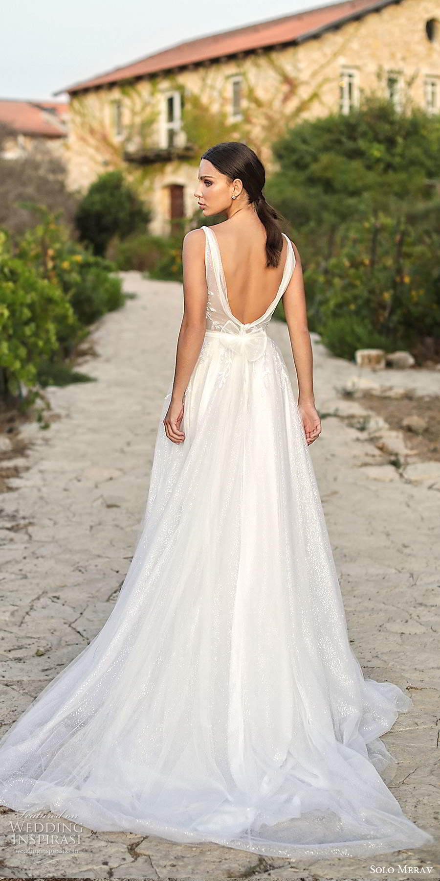 solo merav fall 2020 bridal sleeveless straps plunging v neckline fully embellished sheer bodice a line ball gown wedding dress scoop back chapel train (4) bv solo merav fall 2020 bridal sleeveless straps plunging v neckline fully embellished sheer bodice a line ball gown wedding dress scoop back chapel train (4) bv
