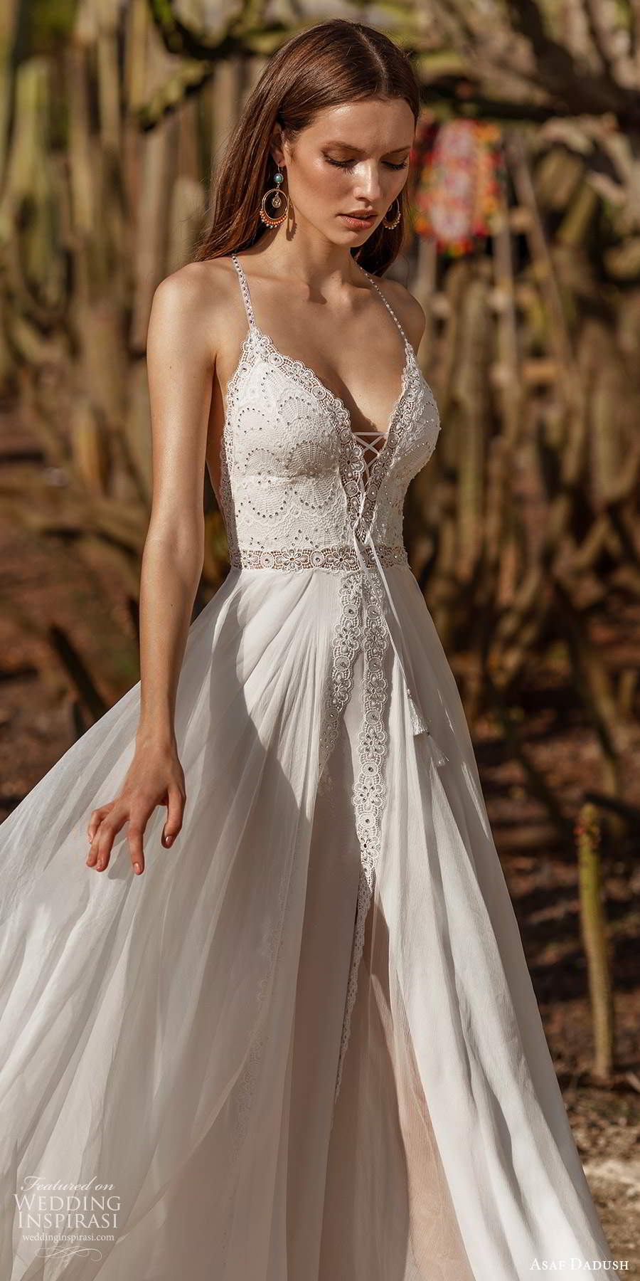 asaf dadush 2020 bridal sleeveless halter neck straps sweetheart neckline embellished bodice a line wedding dress (7) mv