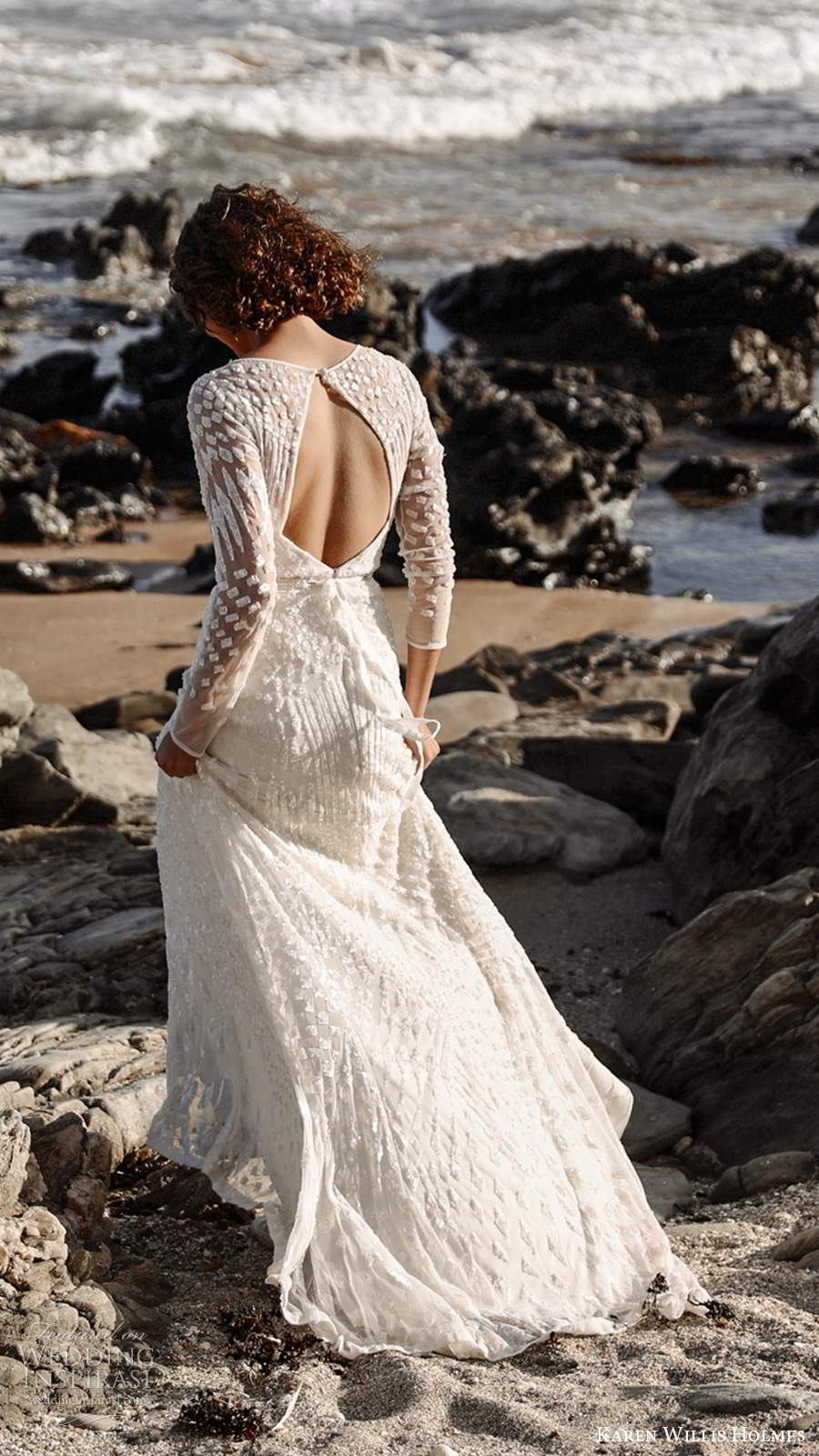 karen willis holmes 2020 bridal illusion long sleeves jewel neckline fully embellished sheath wedding dress keyhole back chapel train (1) bv karen willis holmes 2020 bridal illusion long sleeves jewel neckline fully embellished sheath wedding dress keyhole back chapel train (1) bv