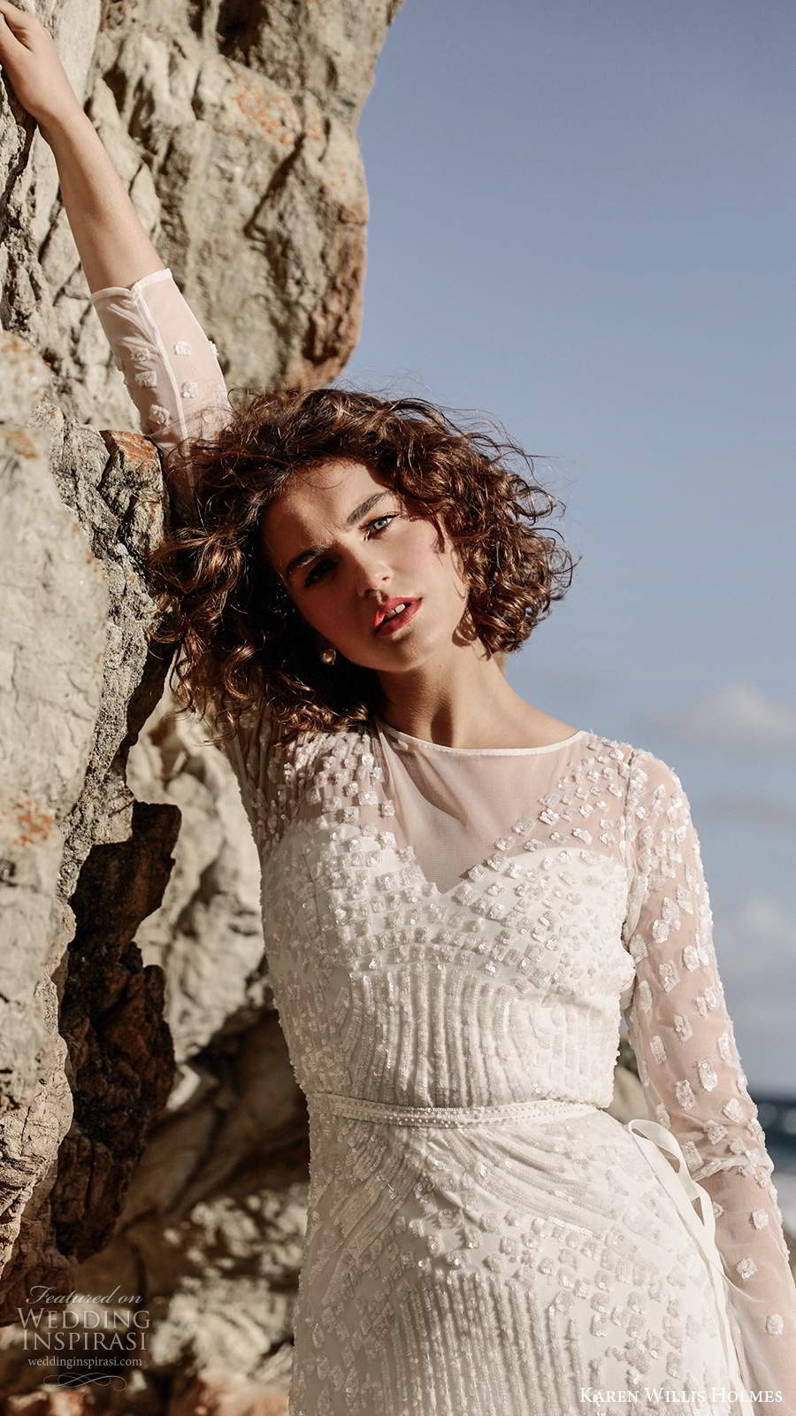 karen willis holmes 2020 bridal illusion long sleeves jewel neckline fully embellished sheath wedding dress keyhole back chapel train (1) zv karen willis holmes 2020 bridal illusion long sleeves jewel neckline fully embellished sheath wedding dress keyhole back chapel train (1) zv