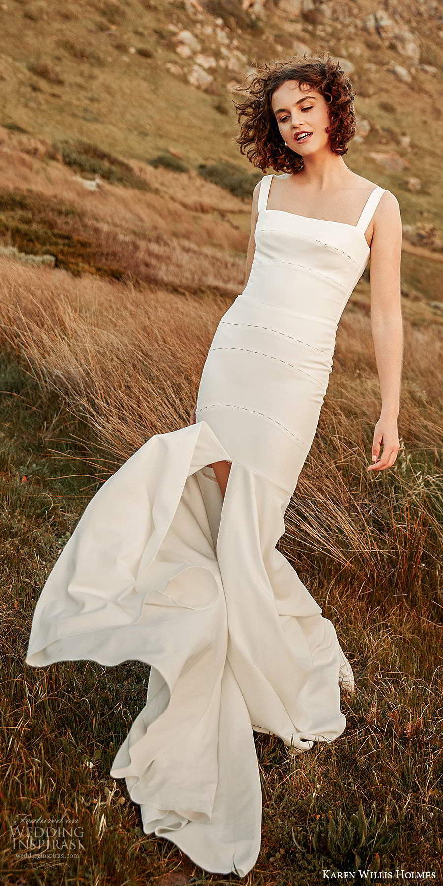 karen willis holmes 2020 bridal sleeveless thick straps straight across neckline clean minimally embellished fit flare mermaid wedding dress slit skirt sweep train (5) mv karen willis holmes 2020 bridal sleeveless thick straps straight across neckline clean minimally embellished fit flare mermaid wedding dress slit skirt sweep train (5) mv