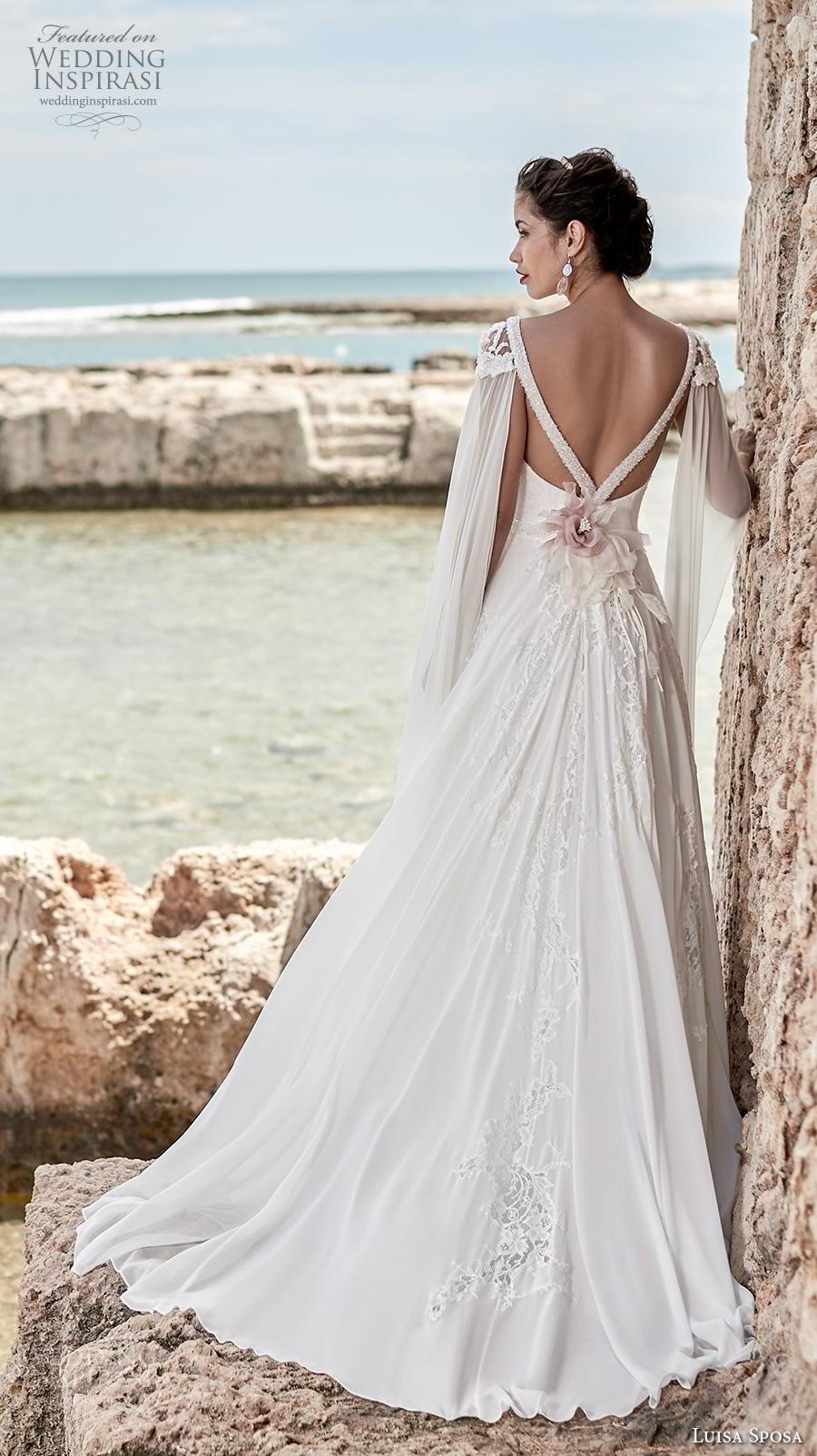 luisa sposa 2020 bridal cap sleeves floor length hanging sleeves deep plunging v neck heavily embellished bodice goddess grecian a line wedding dress backless sweep train (20) bv luisa sposa 2020 bridal cap sleeves floor length hanging sleeves deep plunging v neck heavily embellished bodice goddess grecian a line wedding dress backless sweep train (20) bv