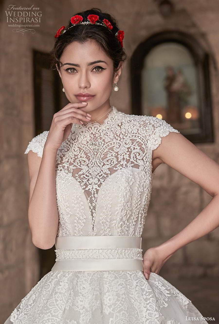luisa sposa 2020 bridal cap sleeves illusion high neck sweetheart neck heavily embellished bodice princess ball gown a line wedding dress (3) zv luisa sposa 2020 bridal cap sleeves illusion high neck sweetheart neck heavily embellished bodice princess ball gown a line wedding dress (3) zv