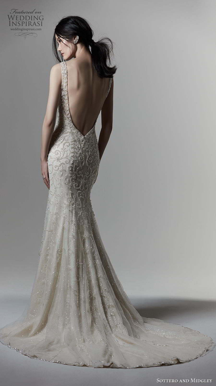 sottero and midgley fall 2019 bridal sleeveless with strap v neck heavily embellished bodice glamorous elegant sheath wedding dress backless low v back medium train (9) bv sottero and midgley fall 2019 bridal sleeveless with strap v neck heavily embellished bodice glamorous elegant sheath wedding dress backless low v back medium train (9) bv