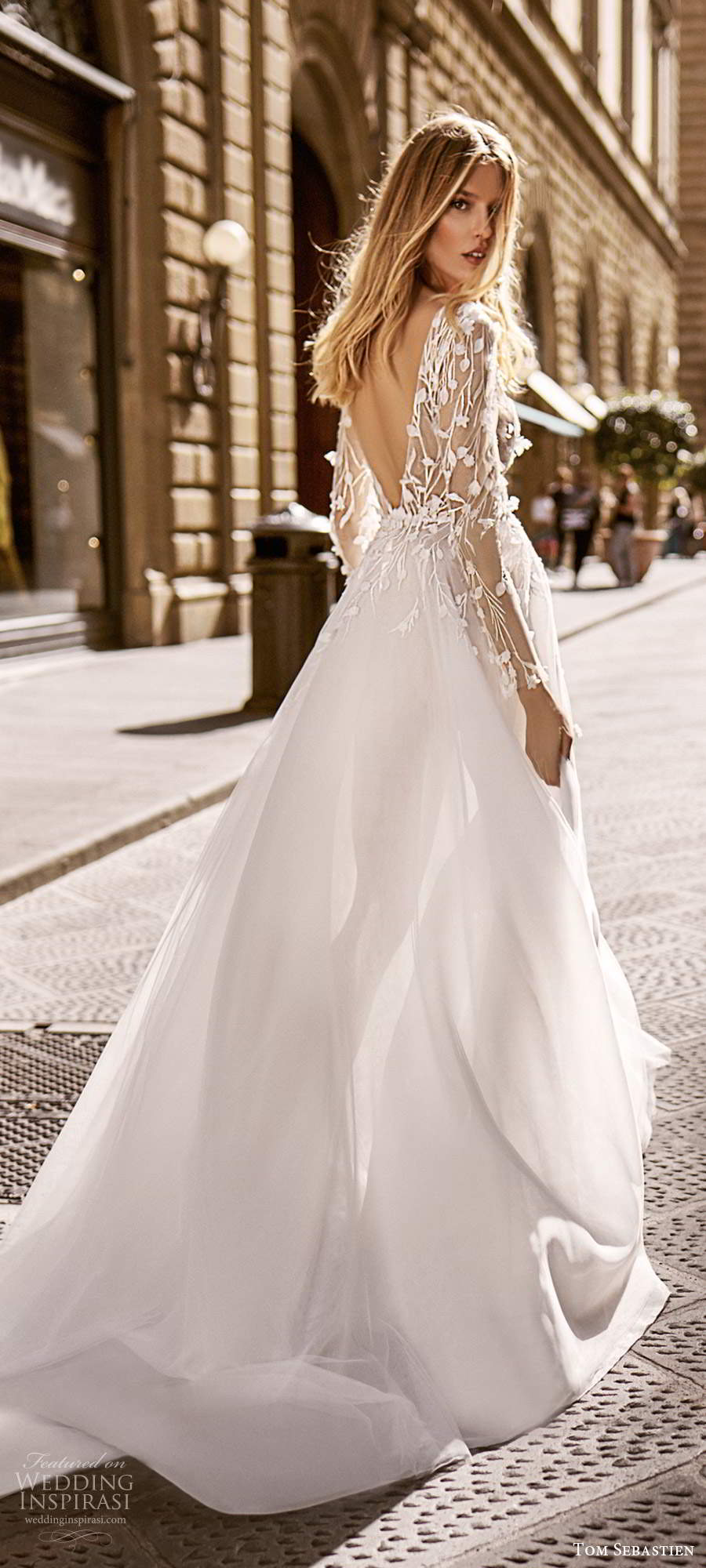 tom sebastien 2020 bridal illusion long sleeves plunging v neckline heavily embellished a line ball gown wedding dress v back chapel train (14) bv tom sebastien 2020 bridal illusion long sleeves plunging v neckline heavily embellished a line ball gown wedding dress v back chapel train (14) bv