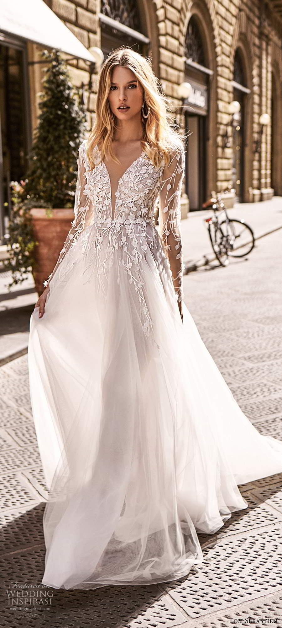 tom sebastien 2020 bridal illusion long sleeves plunging v neckline heavily embellished a line ball gown wedding dress v back chapel train (14) mv tom sebastien 2020 bridal illusion long sleeves plunging v neckline heavily embellished a line ball gown wedding dress v back chapel train (14) mv