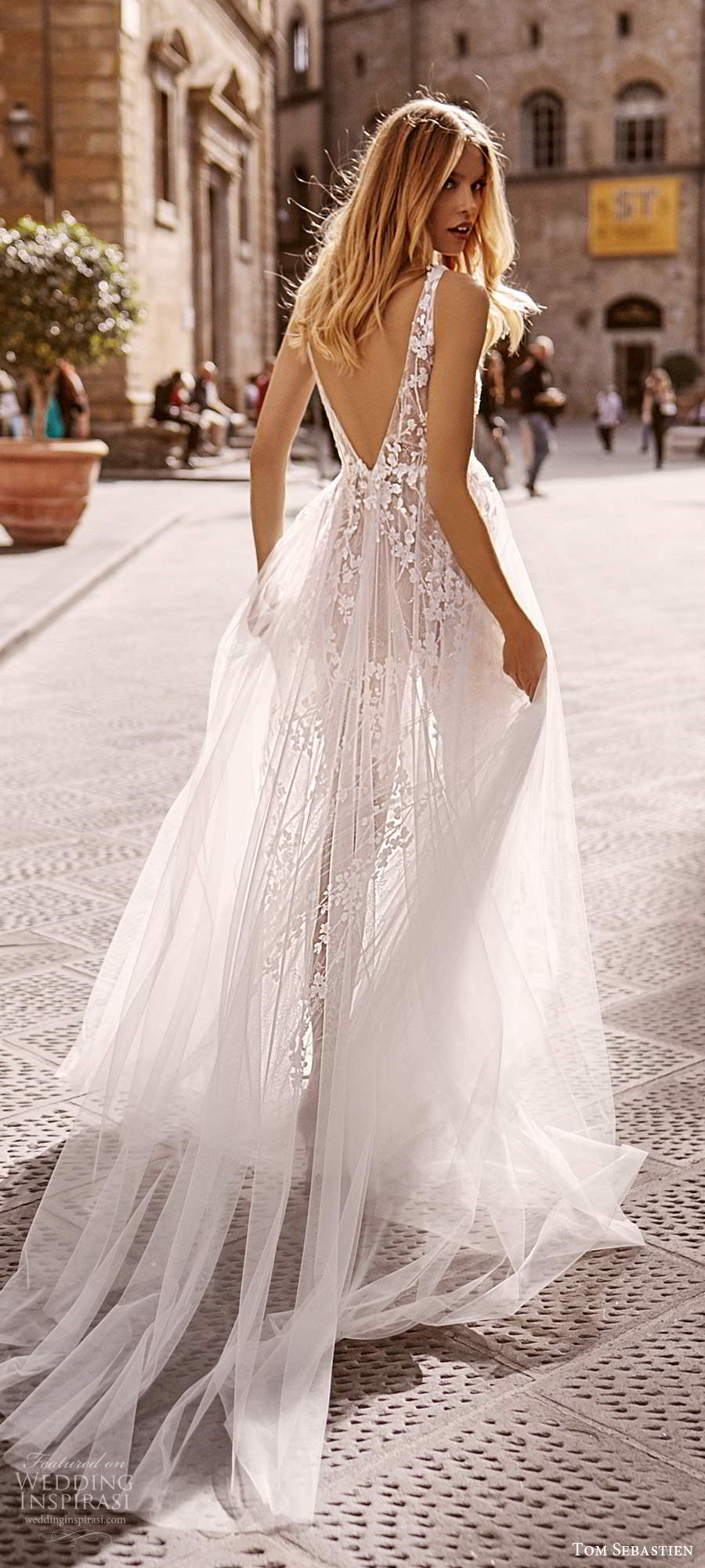 tom sebastien 2020 bridal sleeveless sheer straps plunging v neckline fully embellished a line ball gown wedding dress v back chapel train (12) bv
