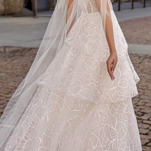 victoria soprano fall 2020 bridal sleeveless bow straps sweetheart neckline sheer corset bodice a line ball gown wedding dress sweep train (15) bv