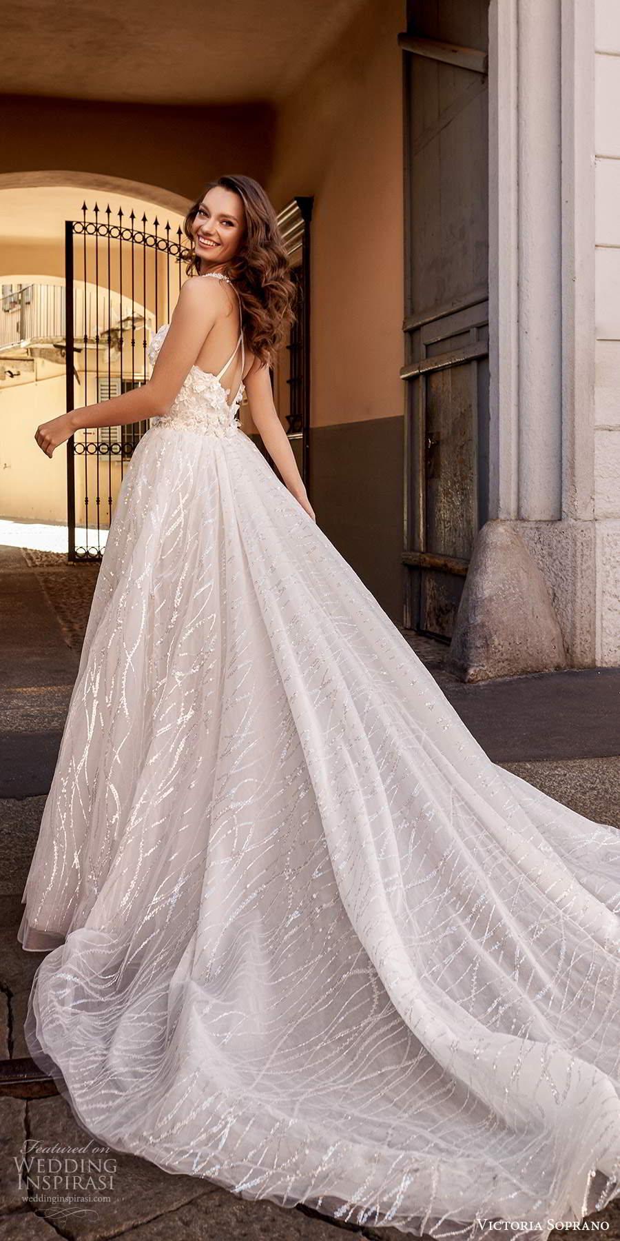 victoria soprano fall 2020 bridal sleeveless thin straps fully embellished mermaid wedding dress chapel train ball gown overskirt (8) bv