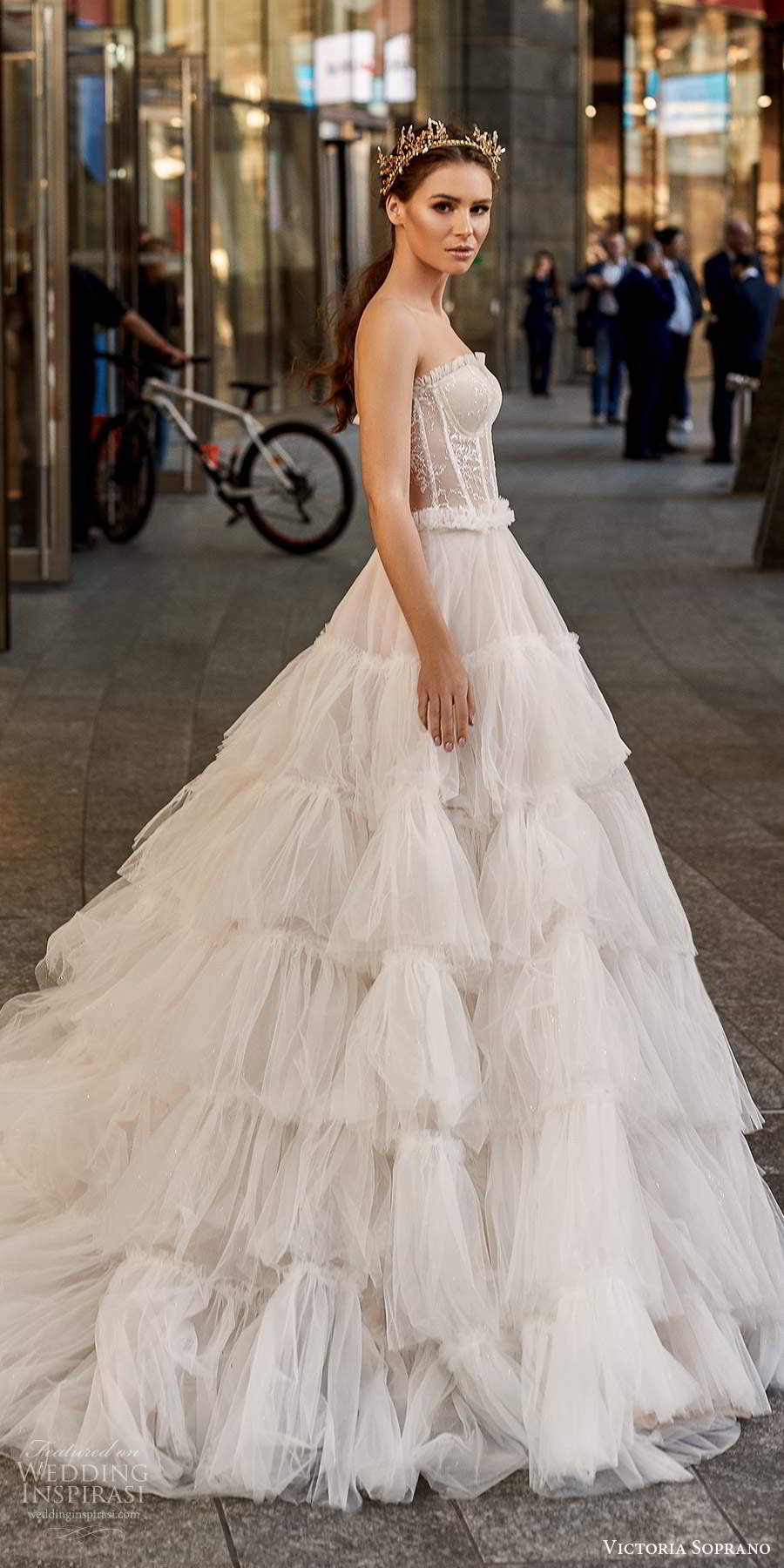 victoria soprano fall 2020 bridal strapless semi sweetheart sheer corset bodice a line ball gown wedding dress chapel train (4) mv