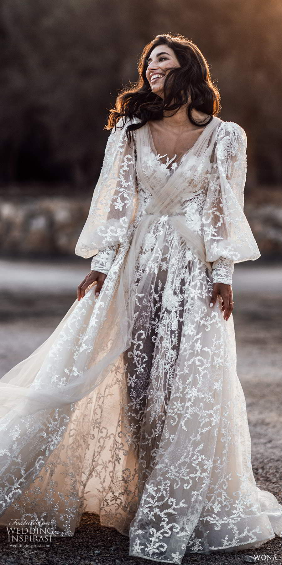 wona fall 2020 bridal illusion long poet sleeves crossover v neckline fully embellished lace a line ball gown wedding dress chapel train (4) mv wona fall 2020 bridal illusion long poet sleeves crossover v neckline fully embellished lace a line ball gown wedding dress chapel train (4) mv