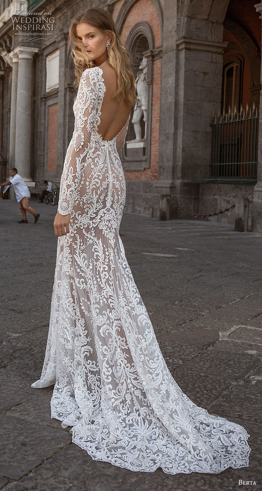berta fall 2020 bridal long sleeves deep v neck full embellishment sexy elegant fit and flare wedding dress backless low back medium train (7) bv berta fall 2020 bridal long sleeves deep v neck full embellishment sexy elegant fit and flare wedding dress backless low back medium train (7) bv