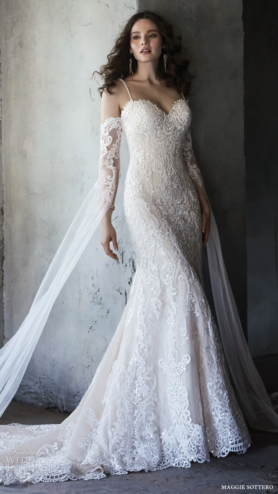 maggie sottero detached long split sleeve sleeveless beaded straps sweetheart neckline fit flare fully embellished wedding dress chapel train (1) mv maggie sottero detached long split sleeve sleeveless beaded straps sweetheart neckline fit flare fully embellished wedding dress chapel train (1) mv