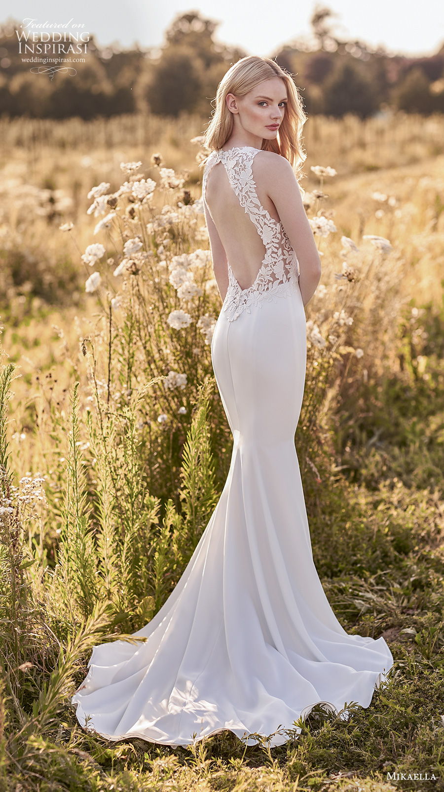 mikaella spring 2020 bridal sleeveless halter jewel neck simple minimalist elegant fit and flare sheath wedding dress keyhole low back short train (11) bv mikaella spring 2020 bridal sleeveless halter jewel neck simple minimalist elegant fit and flare sheath wedding dress keyhole low back short train (11) bv