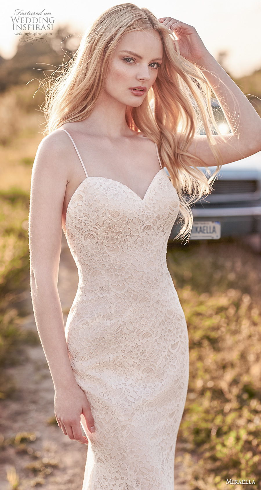 mikaella spring 2020 bridal spaghetti strap sweetheart neckline full embellishment elegant fit and flare sheath wedding dress backless low back short train (7) zv mikaella spring 2020 bridal spaghetti strap sweetheart neckline full embellishment elegant fit and flare sheath wedding dress backless low back short train (7) zv