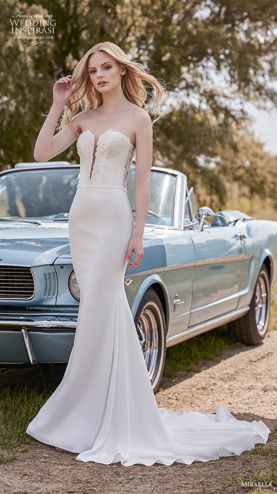 mikaella spring 2020 bridal strapless sweetheart neckline heavily embellished bustier bodice elegant fit and flare sheath wedding dress backless medium train (13) mv mikaella spring 2020 bridal strapless sweetheart neckline heavily embellished bustier bodice elegant fit and flare sheath wedding dress backless medium train (13) mv
