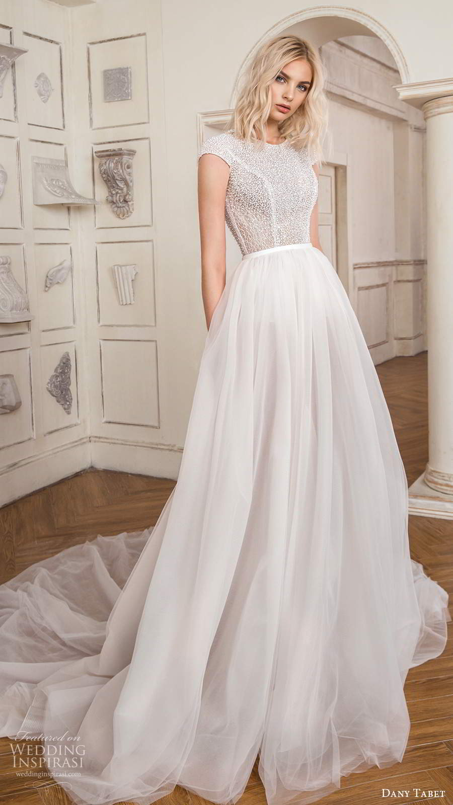 dany tabet 2020 bridal cap sleeves jewel neckline heavily embellished bodice clean skirt a line ball gown wedding dress (13) mv dany tabet 2020 bridal cap sleeves jewel neckline heavily embellished bodice clean skirt a line ball gown wedding dress (13) mv