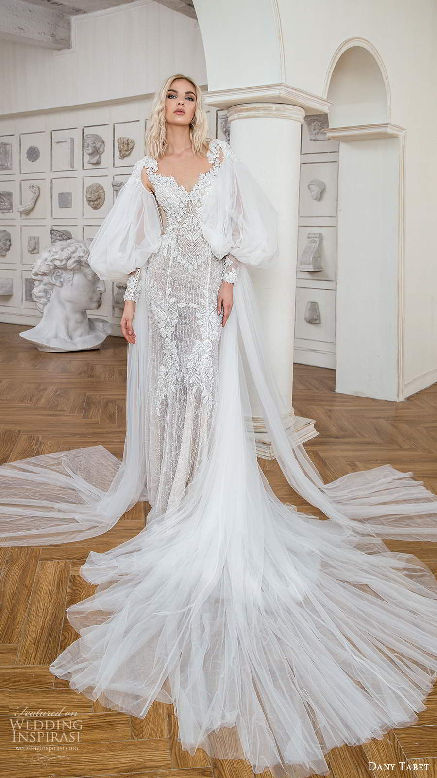 dany tabet 2020 bridal cap sleeves sweetheart neckline fully embellished lace sheath wedding dress chapel train cape (2) mv dany tabet 2020 bridal cap sleeves sweetheart neckline fully embellished lace sheath wedding dress chapel train cape (2) mv